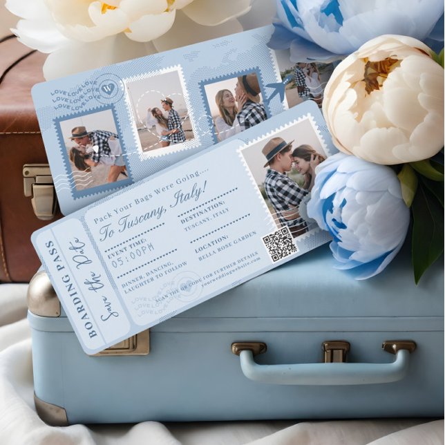 Hochzeit in Urlaubsort Boarding Pass Flugzeug Tick Einladung (Destination Wedding Boarding Pass Plane Ticket Invitation)