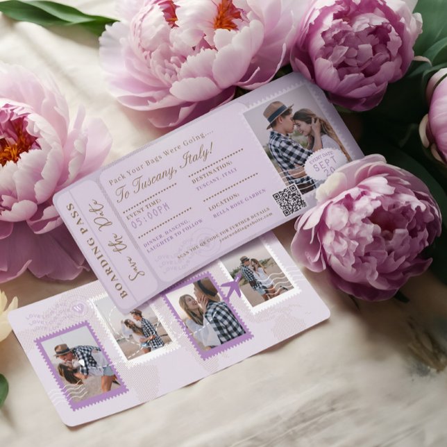 Hochzeit in Urlaubsort Boarding Pass Flugzeug Tick Einladung (Destination Wedding Boarding Pass Plane Ticket Invitation)