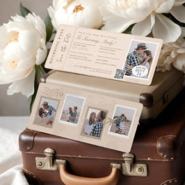 Hochzeit in Urlaubsort Boarding Pass Flugzeug Tick Einladung