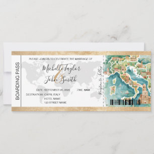Hochzeit in Urlaubsort Boarding Pass Italien Einladung