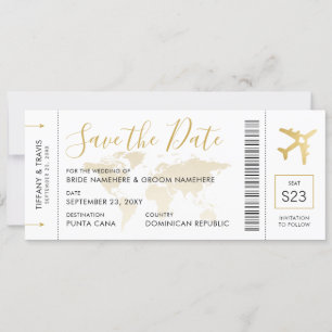 Hochzeit in Urlaubsort Boarding Pass Save the Date