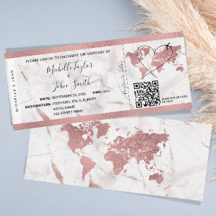 Hochzeit in Urlaubsort Boarding Ticket QR Code Einladung