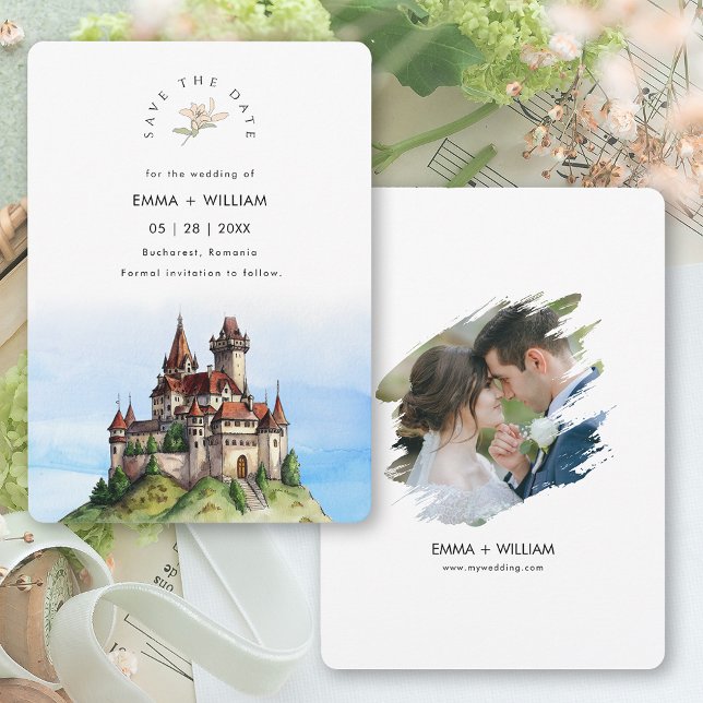 Hochzeit in Urlaubsort Bukarest Rumänien Save The Date (Bucharest Romania Destination Wedding Save The Date Card)