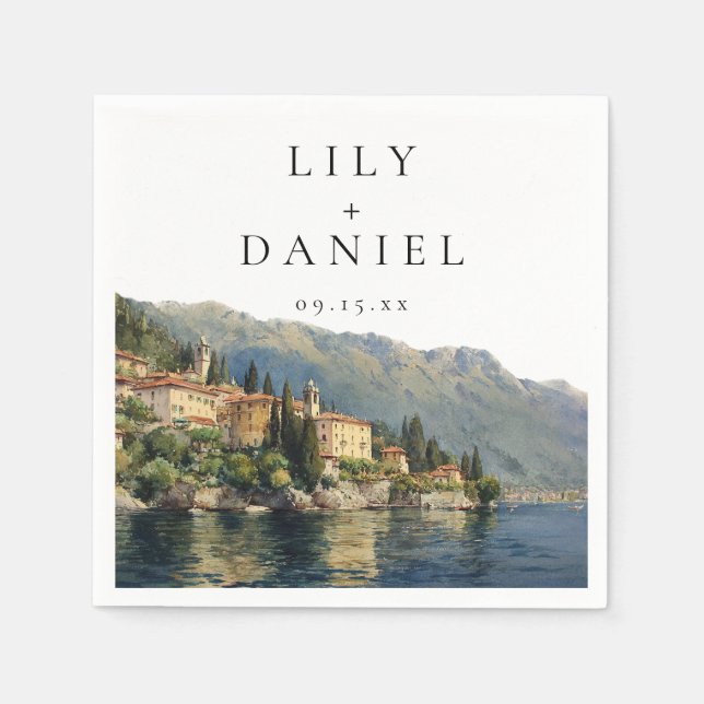 Hochzeit in Urlaubsort Como Serviette (Vorderseite)