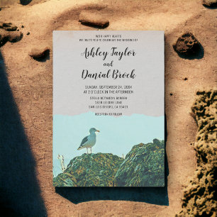 Hochzeit in Urlaubsort der Vintagen Seegröße an de Einladung