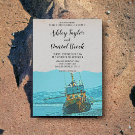 Hochzeit in Urlaubsort der Vintagen Segelboote Einladung