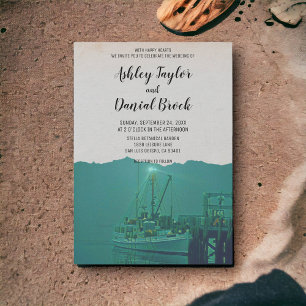 Hochzeit in Urlaubsort der Vintagen Segelschiffe Einladung