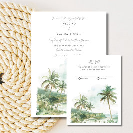 Hochzeit in Urlaubsort des Aquarells RSVP Karte