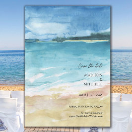 Hochzeit in Urlaubsort des Aquarells Save The Date