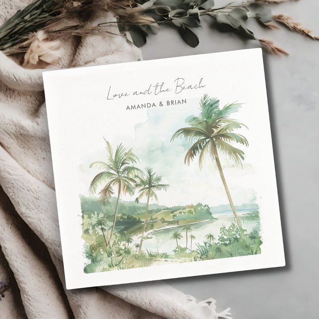 Hochzeit in Urlaubsort des Aquarells Serviette (Watercolor Beach Destination Wedding Napkins)