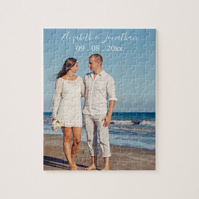 Hochzeit in Urlaubsort des personalisierten Fotos Puzzle (Vertikal)