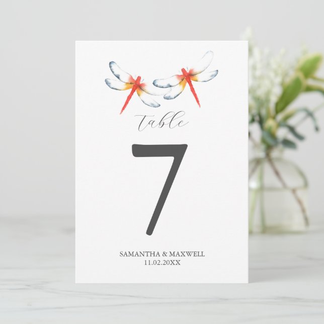 Hochzeit in Urlaubsort druckbare Tischnummern (Stehend Vorderseite)