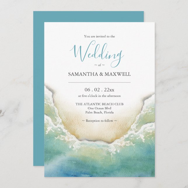 Hochzeit in Urlaubsort Einladungen QR-Code (Vorne/Hinten)