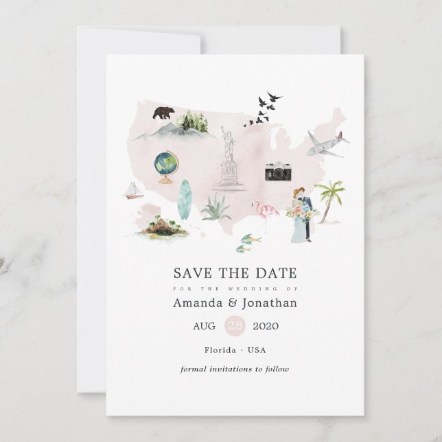 Hochzeit in Urlaubsort Florida Save The Date (Vorderseite)