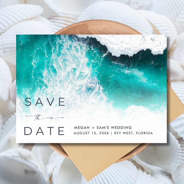Hochzeit in Urlaubsort Foto Save The Date (Beach Destination Wedding Photo Save The Date)