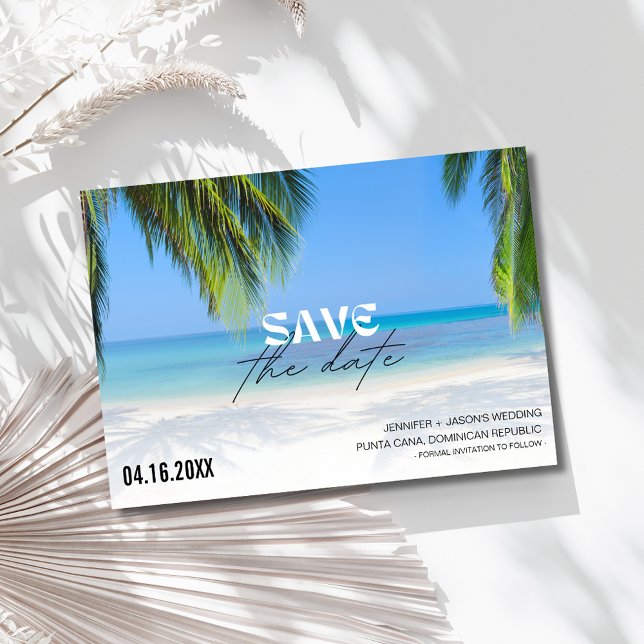 Hochzeit in Urlaubsort Foto Save The Date (Beach Destination Wedding Photo Save The Date)