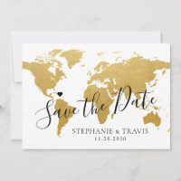 Hochzeit in Urlaubsort Foto Save the Date Goldkart