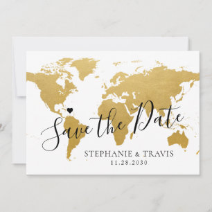 Hochzeit in Urlaubsort Foto Save the Date Goldkart