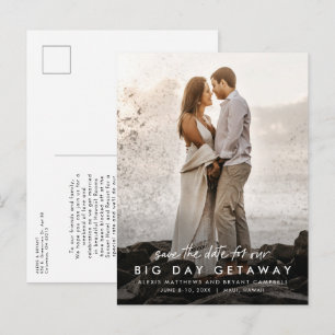 Hochzeit in Urlaubsort für einen großen Tag Save t Ankündigungspostkarte