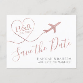 Hochzeit in Urlaubsort "Herzrosa" des Flugzeugs Re Ankündigungspostkarte