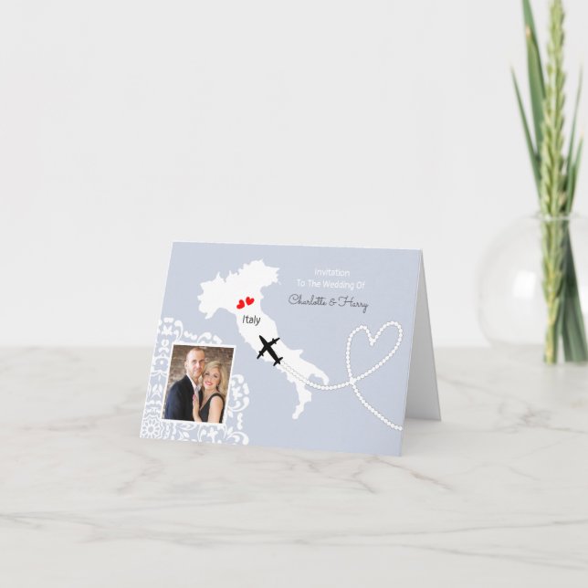 Hochzeit in Urlaubsort Italien Europa Einladung (Vorderseite)