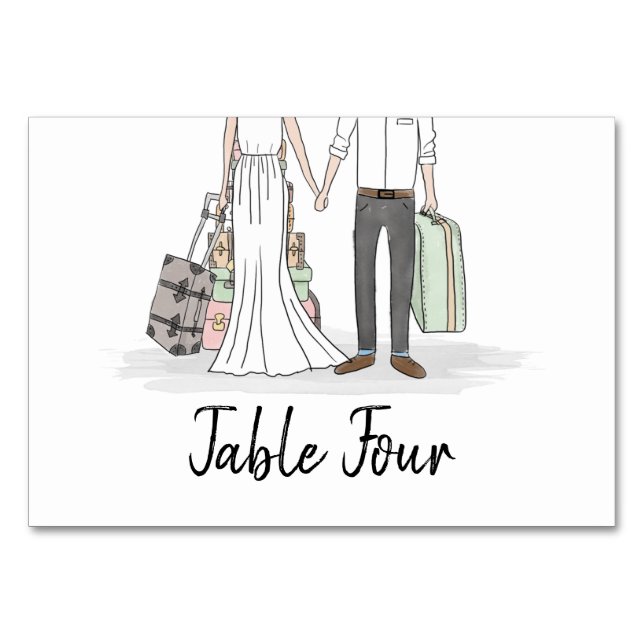 Hochzeit in Urlaubsort-Koffer-Tabelle Tischnummer (Vorderseite)