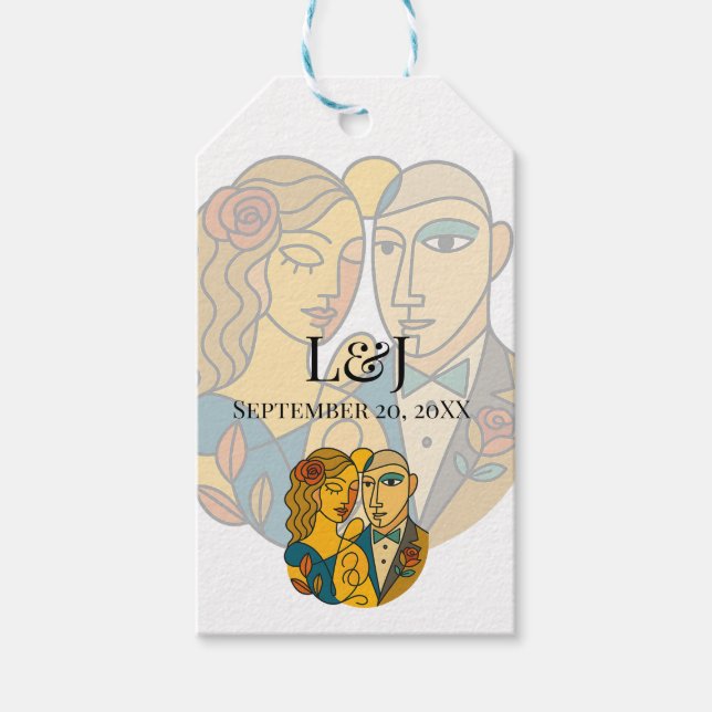 Hochzeit in Urlaubsort künstlerische Silhouette Mo Geschenkanhänger (Vorderseite)