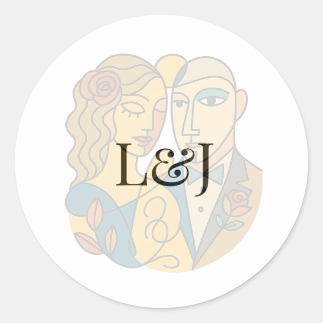 Hochzeit in Urlaubsort künstlerische Silhouette Mo Runder Aufkleber (Vorderseite)