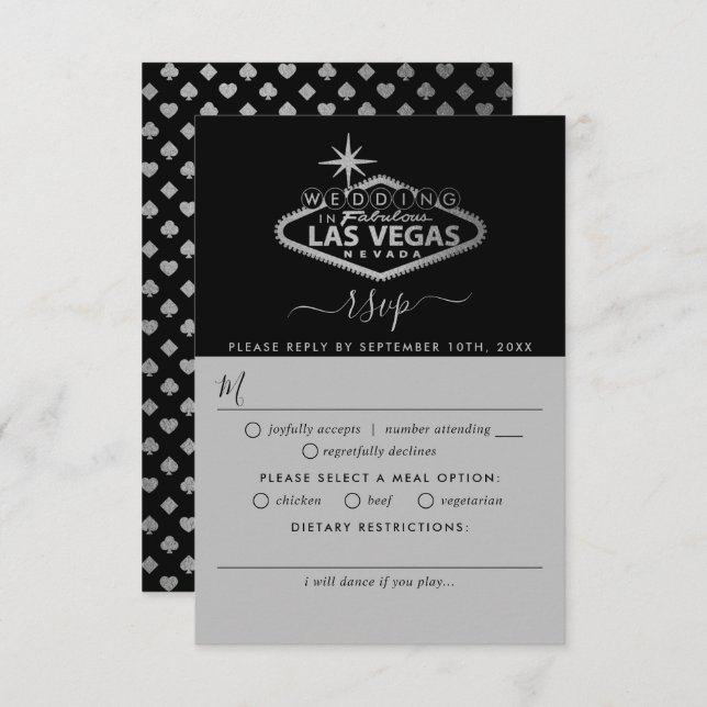 Hochzeit in Urlaubsort Las Vegas RSVP Karte (Vorne/Hinten)