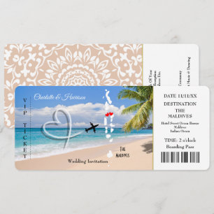 Hochzeit in Urlaubsort Maldives Ticket  Einladung