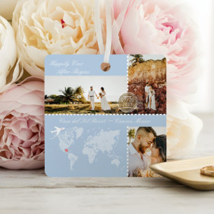 Hochzeit in Urlaubsort Map Button Foto Collage Kee Ornament Aus Metall