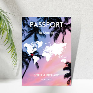 Hochzeit in Urlaubsort Palm Beach Weltkarte Einladung