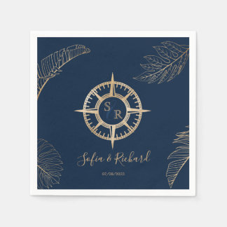 Hochzeit in Urlaubsort Palm Compass Monogram Serviette
