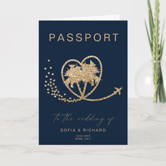 Hochzeit in Urlaubsort Passport Weltkarte QR Code Einladung (Vorderseite)