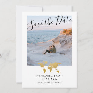Hochzeit in Urlaubsort Picture Gold Weltkarte Save The Date