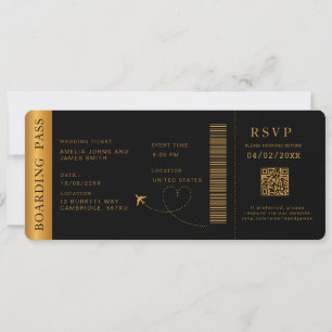 Hochzeit in Urlaubsort QR-Code für Black Boarding  Einladung
