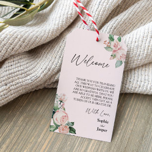 Hochzeit in Urlaubsort Rosa Blush Begrüßung Geschenkanhänger
