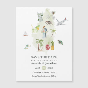 Hochzeit in Urlaubsort Saint Lucia Save the Date Magnetkarte