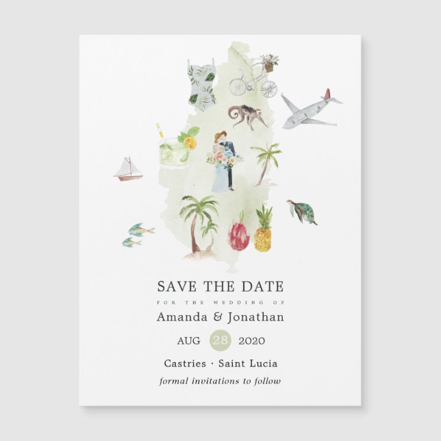 Hochzeit in Urlaubsort Saint Lucia Save the Date Magnetkarte (Vorderseite)