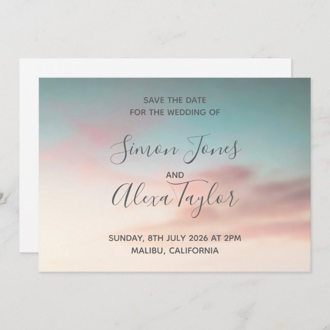 Hochzeit in Urlaubsort Save the Date (Vorne/Hinten)