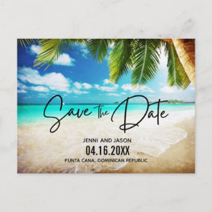 Hochzeit in Urlaubsort Save the Date Ankündigungspostkarte