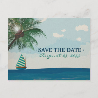 Hochzeit in Urlaubsort Save the Date Ankündigungspostkarte