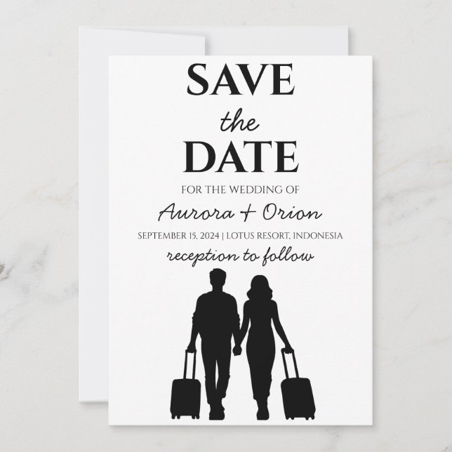 Hochzeit in Urlaubsort Save the Date Einladung (Vorderseite)
