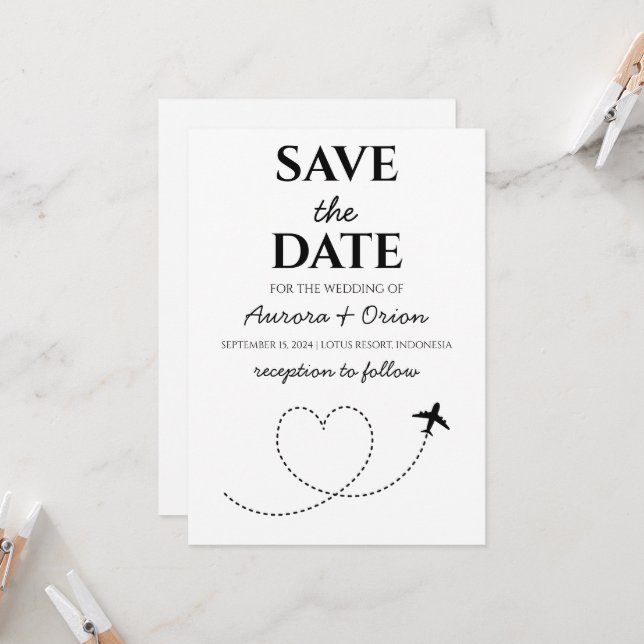 Hochzeit in Urlaubsort Save the Date Einladung (Vorderseite/Rückseite Beispiel)