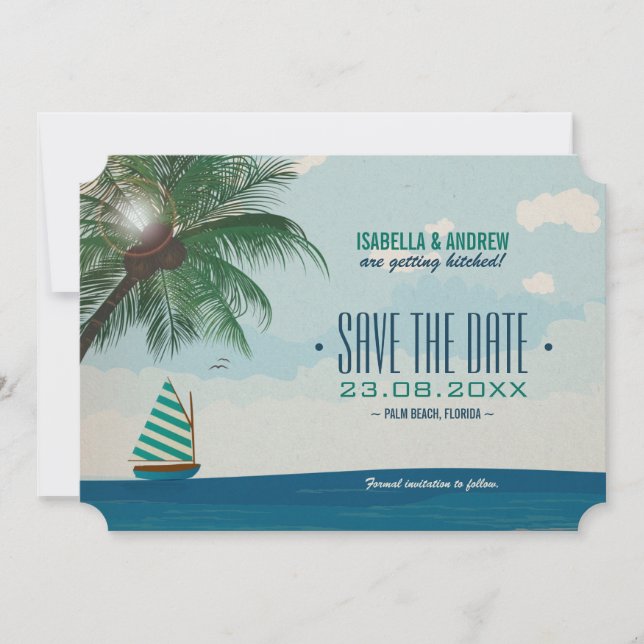 Hochzeit in Urlaubsort Save the Date Einladung (Vorderseite)