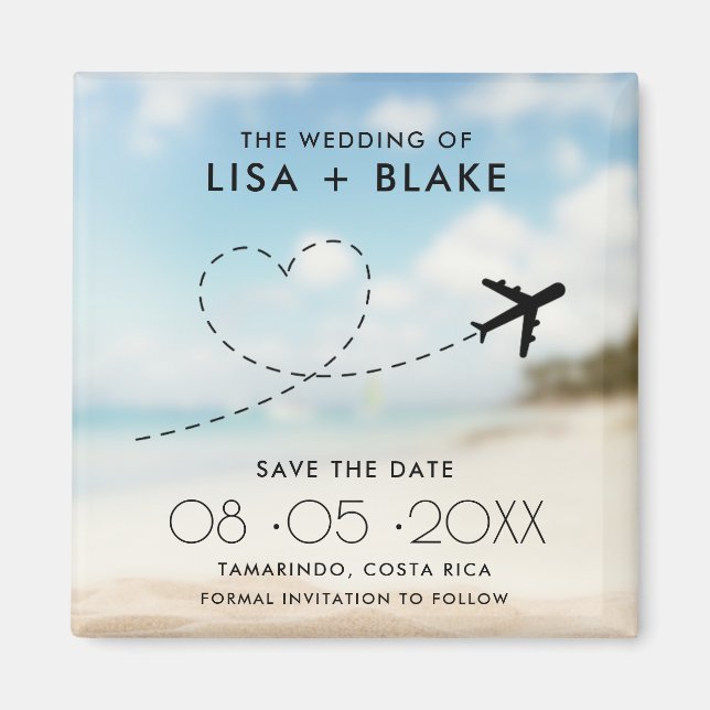 Hochzeit in Urlaubsort Save the Date Magnet (Vorne)