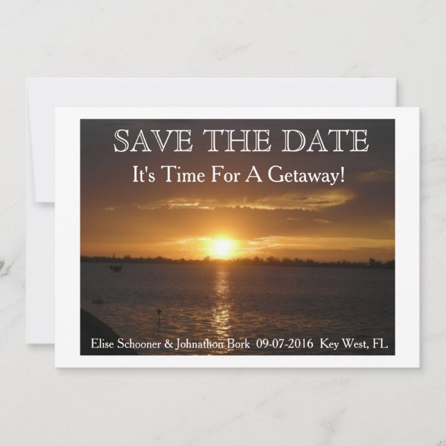Hochzeit in Urlaubsort Save the Date. Save The Date (Vorderseite)