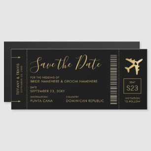 Hochzeit in Urlaubsort Save the Date Ticket Magnet