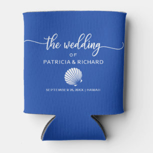 Hochzeit in Urlaubsort Seashell Royal Blue Dosenkühler
