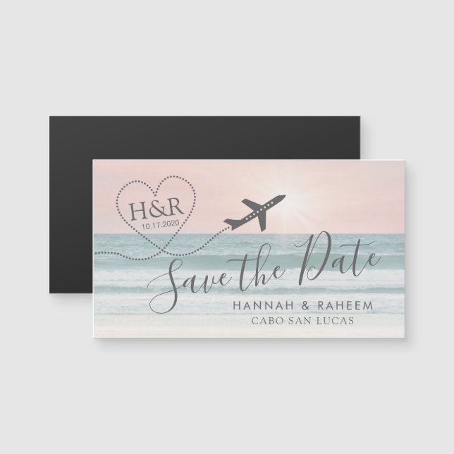 Hochzeit in Urlaubsort Sunset Rett Date Magnet (Vorne/Hinten)